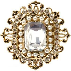 Women's Antique Clear Rhinestone Rectangle Crystal Brooches Pins Jewellery